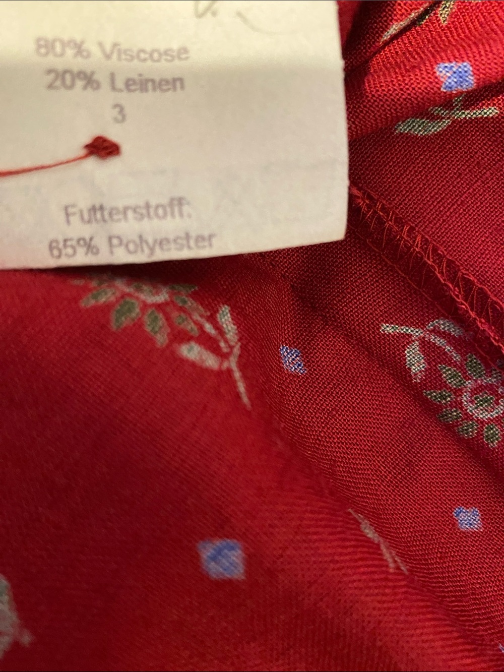 Red Floral Maxi Dirndl Dress with Button Front, traditional German dress - Picture 7 of 11